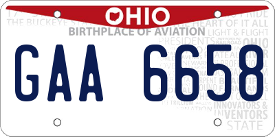 OH license plate GAA6658