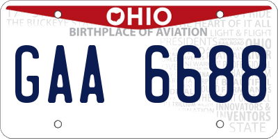 OH license plate GAA6688