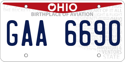 OH license plate GAA6690