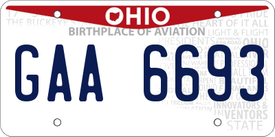 OH license plate GAA6693
