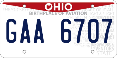 OH license plate GAA6707