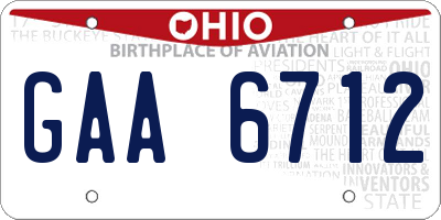 OH license plate GAA6712