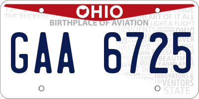 OH license plate GAA6725