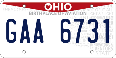 OH license plate GAA6731