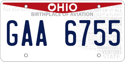 OH license plate GAA6755
