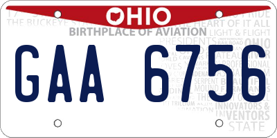 OH license plate GAA6756