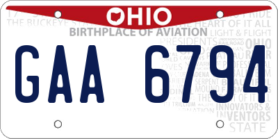 OH license plate GAA6794