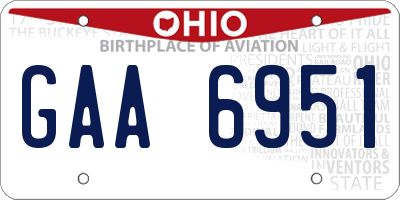 OH license plate GAA6951