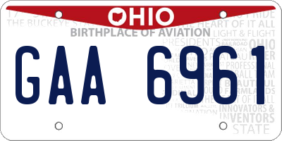 OH license plate GAA6961