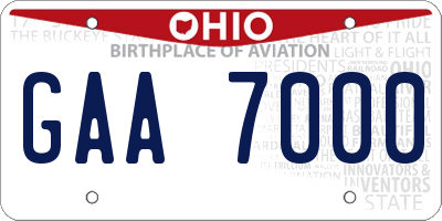 OH license plate GAA7000