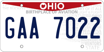 OH license plate GAA7022