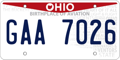 OH license plate GAA7026