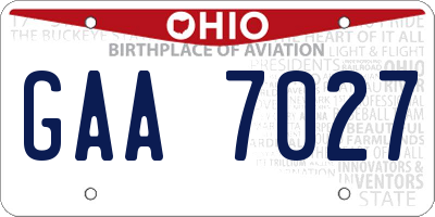 OH license plate GAA7027