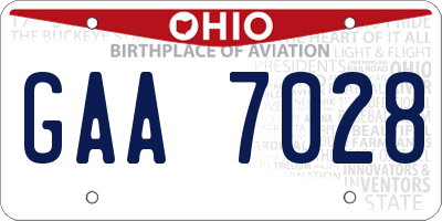 OH license plate GAA7028