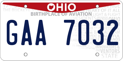 OH license plate GAA7032