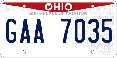 OH license plate GAA7035