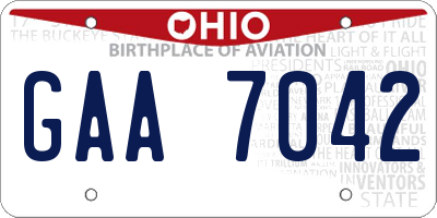 OH license plate GAA7042