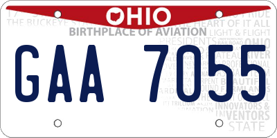 OH license plate GAA7055