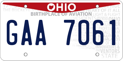 OH license plate GAA7061