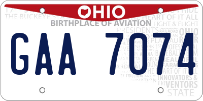 OH license plate GAA7074