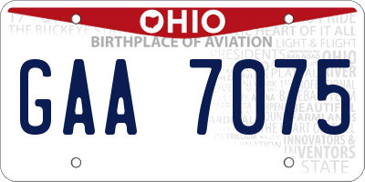 OH license plate GAA7075