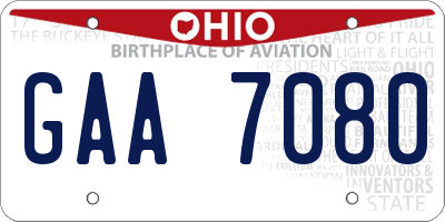 OH license plate GAA7080