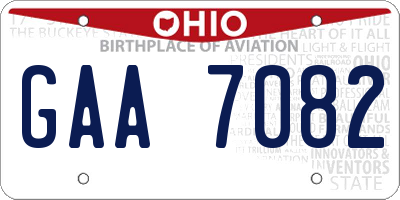 OH license plate GAA7082