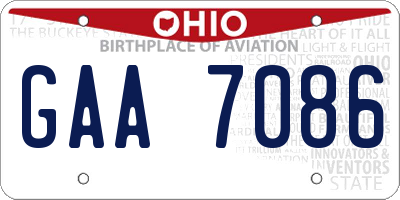 OH license plate GAA7086