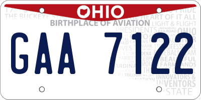 OH license plate GAA7122