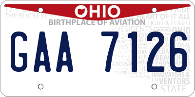 OH license plate GAA7126