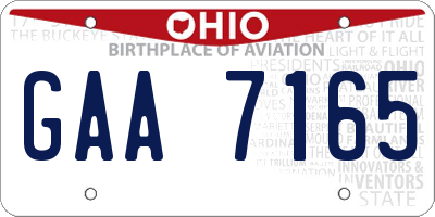 OH license plate GAA7165
