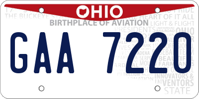 OH license plate GAA7220