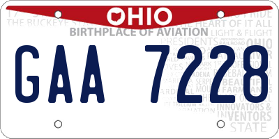 OH license plate GAA7228
