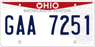 OH license plate GAA7251