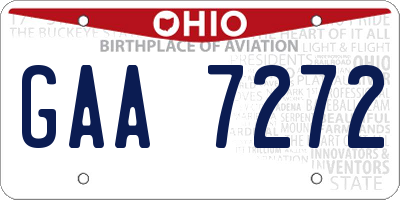 OH license plate GAA7272