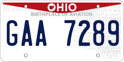 OH license plate GAA7289