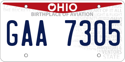 OH license plate GAA7305