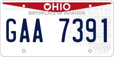 OH license plate GAA7391