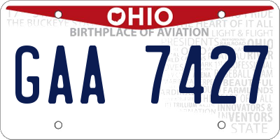 OH license plate GAA7427