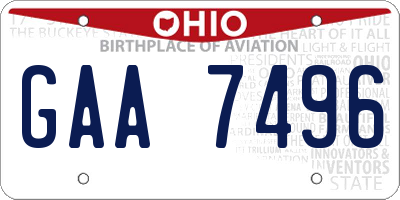 OH license plate GAA7496