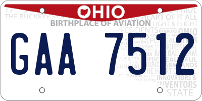 OH license plate GAA7512