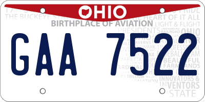 OH license plate GAA7522