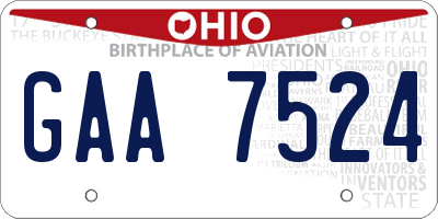 OH license plate GAA7524
