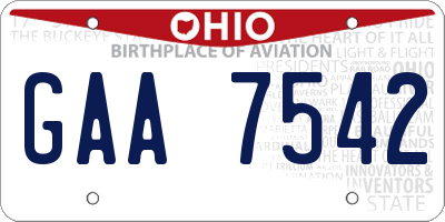 OH license plate GAA7542