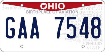 OH license plate GAA7548
