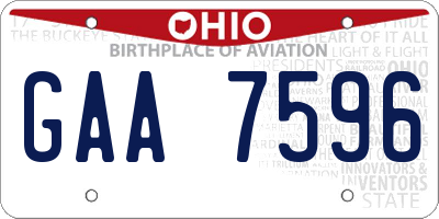 OH license plate GAA7596
