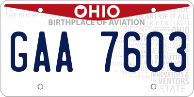 OH license plate GAA7603