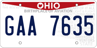 OH license plate GAA7635