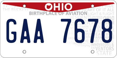 OH license plate GAA7678