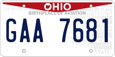 OH license plate GAA7681